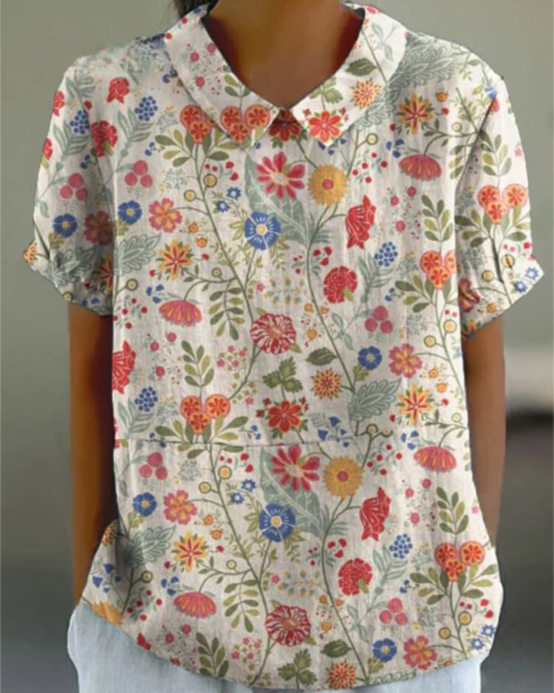 Therese™ - Bluse med Blomstertrykk