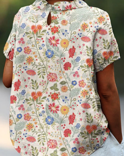 Therese™ - Bluse med Blomstertrykk