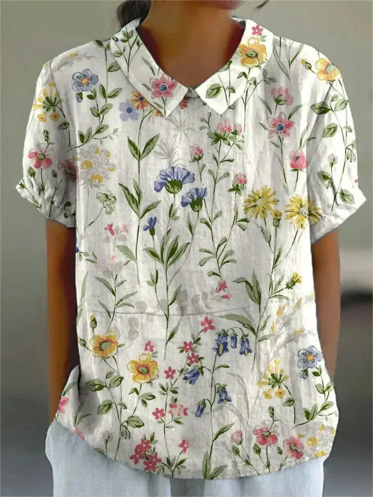 Therese™ - Bluse med Blomstertrykk