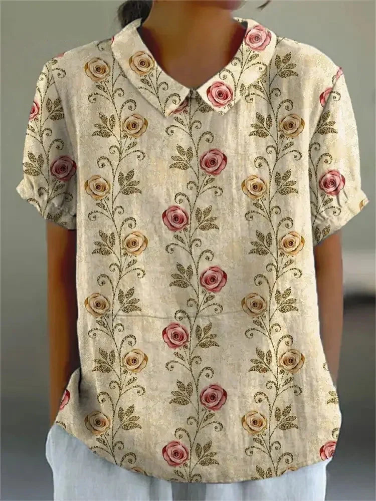 Therese™ - Bluse med Blomstertrykk