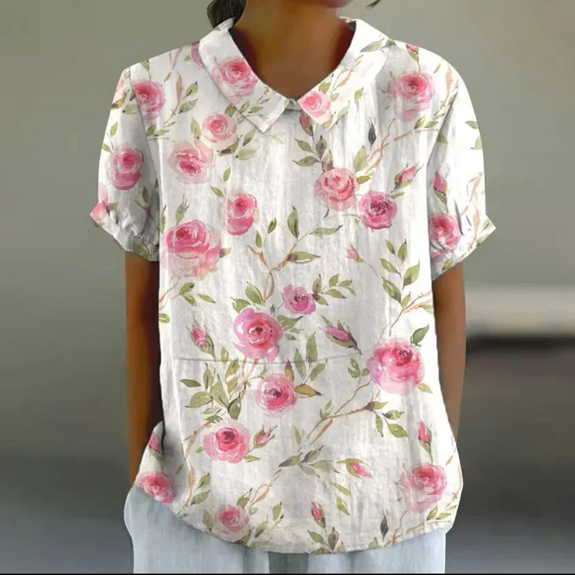 Therese™ - Bluse med Blomstertrykk