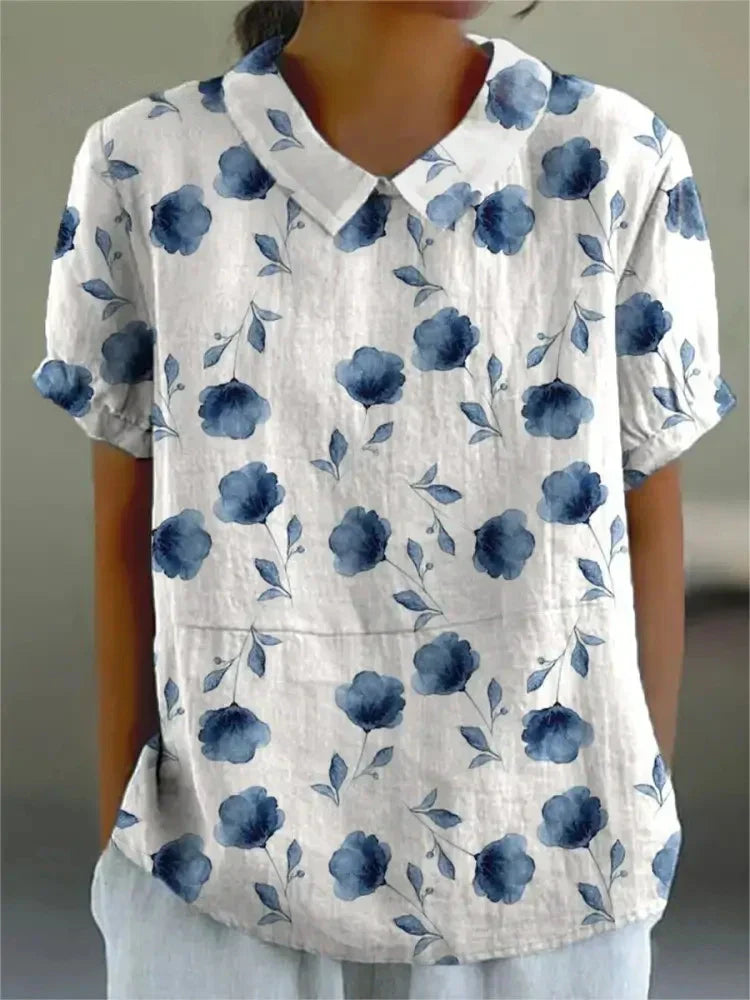 Therese™ - Bluse med Blomstertrykk